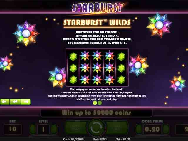 Бонусные вращения в аппарате Звезда Фри-спины в слоте Starburst